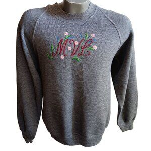 Vintage 80's Medium Sweatshirt Jerzees Embroidered "MVL" 38-40 Rayon Blend USA